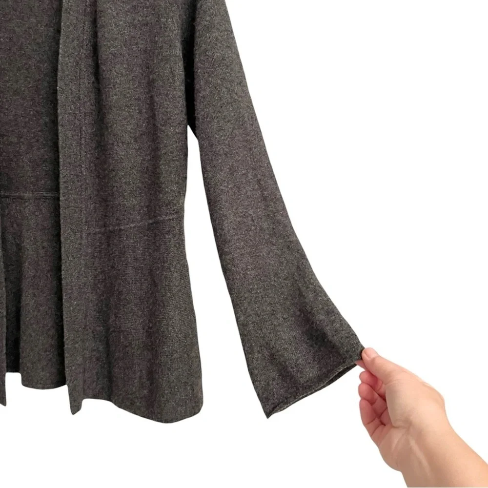 Cashmere Cardigan Dark Heather Gray Sweater Flared Bell Sleeves Women’s Small - Picture 2 of 6